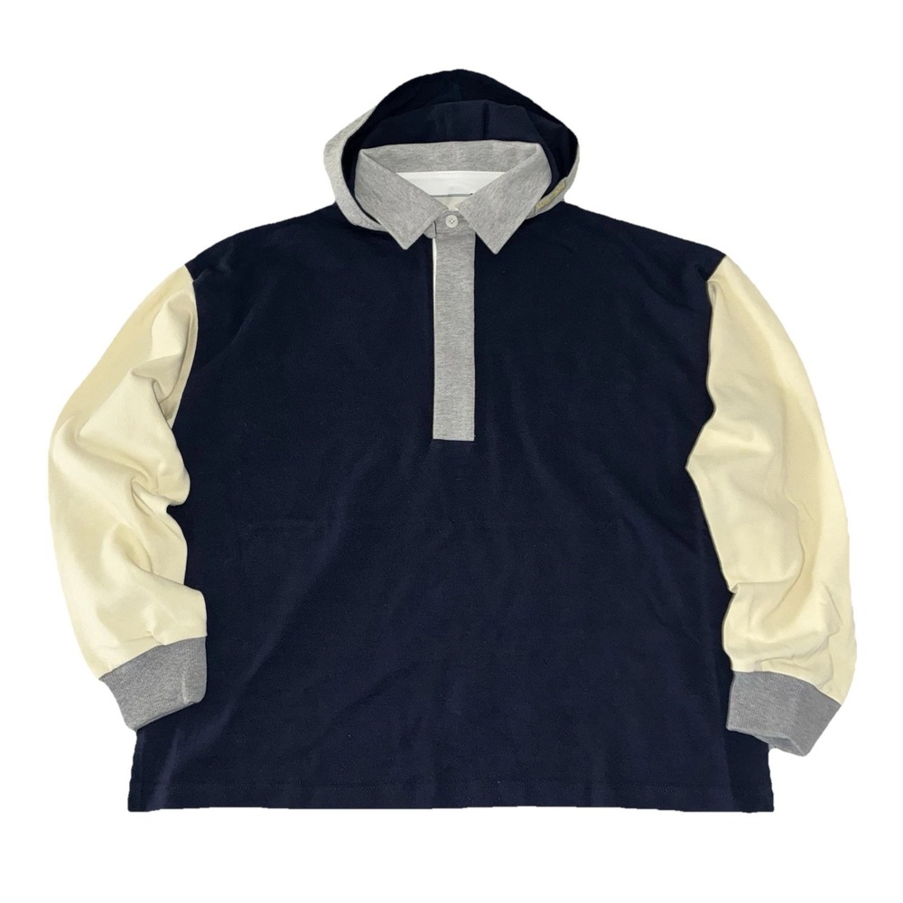 WE-AR4 Polo Shirt M‎ Navy Color Block Oversized Detachable Hood Made In USA NEW